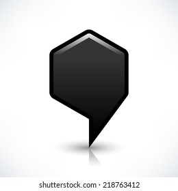 Blank map pin location sign rounded hexagon shape icon with gray shadow and gradient reflection isolated on white background in simple flat style. Web design element save in vector illustration 8 eps