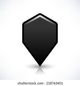 Blank map pin location sign rounded hexagon shape icon with gray shadow and gradient reflection isolated on white background in simple flat style. Web design element save in vector illustration 8 eps
