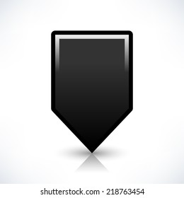Blank map pin location sign rounded square shape icon with gray shadow and gradient reflection isolated on white background in simple flat style. Web design element save in vector illustration 8 eps