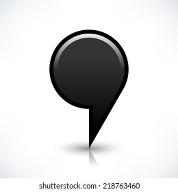 Blank map pin location sign circle shape icon with gray shadow and gradient reflection isolated on white background in simple flat style. Web design element save in vector illustration 8 eps