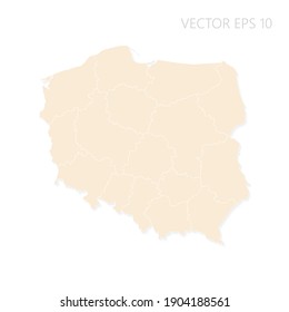Blank map of Poland High detailed Set Sail Champagne silhouettes. White outline. Vector illustration EPS10.