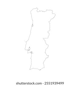 Blank map of Portugal isolated on white background. Vector illustration