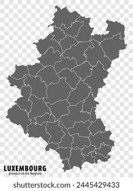 Blank map Province Luxembourg  of Belgium. High quality map Luxembourg  with municipalities on transparent background for your web site design, logo, app, UI.  EPS10.