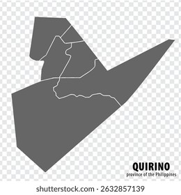 Blank map Quirino Province of Philippines. High quality map Province of Quirino with districts on transparent background for your web site design, logo, app, UI.  Republic of the Philippines. EPS10.