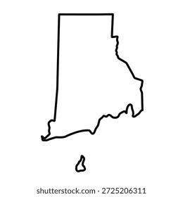 Leere Karte von Rhode Island einzeln auf weißem Hintergrund. Vektorgrafik