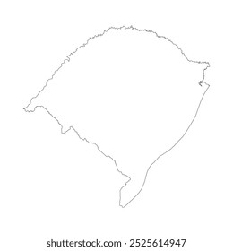 Mapa en blanco del estado de Rio Grande do Sul aislado sobre fondo blanco. Ilustración vectorial