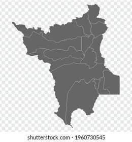 Blank map Roraima of Brazil. High quality map Roraima with municipalities on transparent background for your web site design, logo, app, UI.  Brazil.  EPS10.