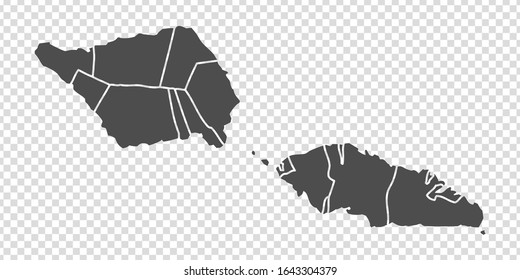 Blank map of Samoa. High quality map Independent State of Samoa  with provinces on transparent background for your web site design, app, UI.  Oceania. EPS10.