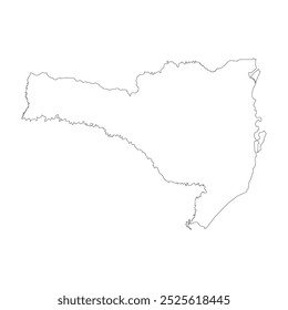 Mapa em branco do estado de Santa Catarina isolado no fundo branco. Ilustração vetorial