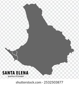 Mapa em branco da província de Santa Elena, Equador. Mapa de alta qualidade Santa Elena com municípios em fundo transparente para o design do seu site, logotipo, aplicativo, UI. Equador.  EPS10