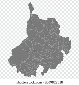 Blank map Santander of Colombia. High quality map Santander with municipalities on transparent background for your web site design, logo, app, UI. Colombia.  EPS10.