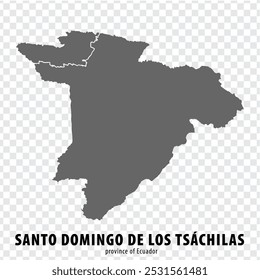 Mapa em branco Santo Domingo de los Tsachilas Province of Ecuador . Mapa de alta qualidade Santo Domingo de los Tsachilas com municípios em fundo transparente. Equador.  EPS10