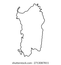 Leere Karte von Sardinien einzeln auf weißem Hintergrund. Vektorgrafik