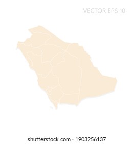 Blank map of Saudi Arabia High detailed Set Sail Champagne silhouettes. White outline. Vector illustration EPS10.