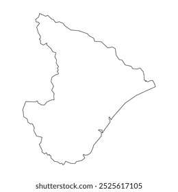 Mapa en blanco del estado de Sergipe aislado sobre fondo blanco. Ilustración vectorial