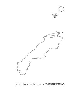 Blank map of Shimane prefecture isolated on white background. Vector illustration
