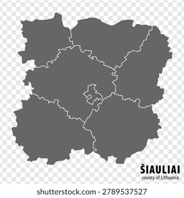 Blank map Siauliai  County  of  Lithuania. High quality map Siauliai County on transparent background for your web site design, logo, app, UI.  Lithuania.  EPS10.