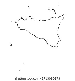 Blank map of Sicily isolated on white background. Vector illustration