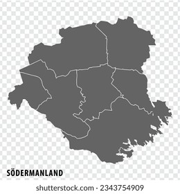 Blank map Sodermanland County  of  Sweden. High quality map Sodermanland  County on transparent background for your web site design, logo, app, UI.  Sweden.  EPS10.