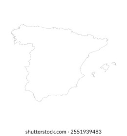 Blank map of Spain isolated on white background. Vector illustration