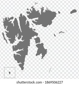 Blank map of Spitsbergen. High quality map of Spitsbergen archipelago on transparent background for your web site design, app, UI.  EPS10.