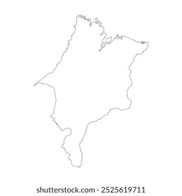 Mapa em branco do Maranhão isolado sobre fundo branco. Ilustração vetorial