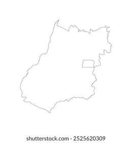 Mapa en blanco del estado de Goiás aislado sobre fondo blanco. Ilustración vectorial