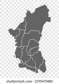 Blank map State Perak of Malaysia. High quality map Perak with municipalities on transparent background for your web site design, logo, app, UI.  Malaysia.  EPS10. 