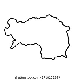 Mapa en blanco de Estiria aislado sobre fondo blanco. Ilustración vectorial