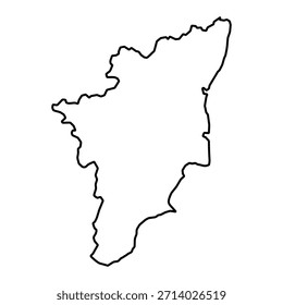 Blank map of Tamil Nadu isolated on white background. Vector illustration