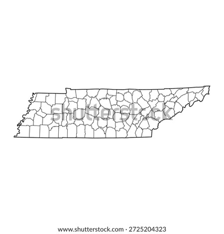 Blank map of Tennessee isolated on white background. Vector illustration