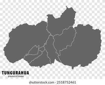 Mapa en blanco de la provincia de Tungurahua en Ecuador. Mapa de alta calidad Tungurahua con municipios sobre fondo transparente para su diseño de Sitio web, logotipo, App, UI. Ecuador.  EPS10. 