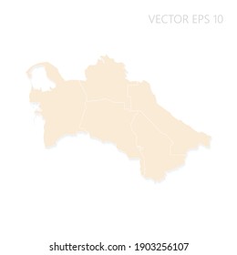 Blank map of Turkmenistan High detailed Set Sail Champagne silhouettes. White outline. Vector illustration EPS10.