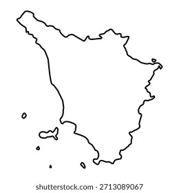 Blank map of Tuscany isolated on white background. Vector illustration