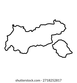Mapa en blanco del Tirol aislado sobre fondo blanco. Ilustración vectorial