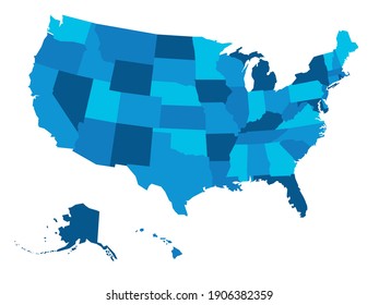 Blank Map Of United States Of America, USA. Simple Flat Vector Illustration