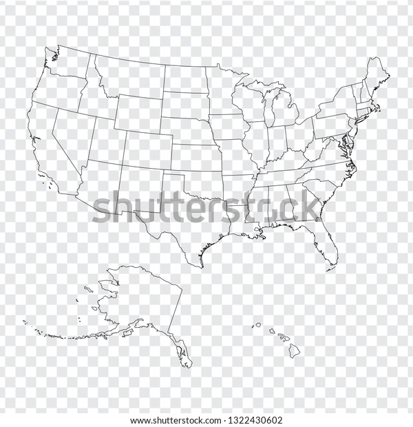 Blank Map United States America High Stock Vector Royalty Free