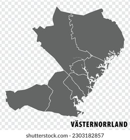 Blank map Vasternorrland County von Schweden. Hochwertige Karte Vasternorrland County auf transparentem Hintergrund für Ihre Website-Design, Logo, App, UI.  Schweden.  EPS10.