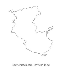 Mapa en blanco de la prefectura de Wakayama aislado sobre fondo blanco. Ilustración vectorial