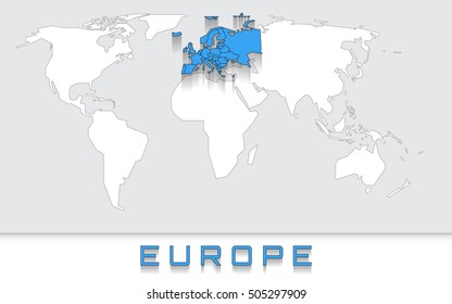 World Map With Europe Highlighted Blank Map World Blue Highlighted Continent Stock Vector (Royalty Free)  505297909 | Shutterstock