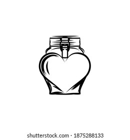 blank mason love jar empty in the love shape logo design vector illustration