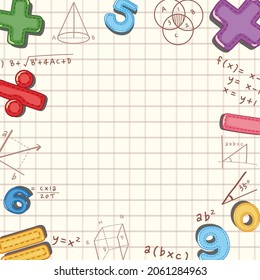 Blank Math Template With Math Tools And Elements Illustration
