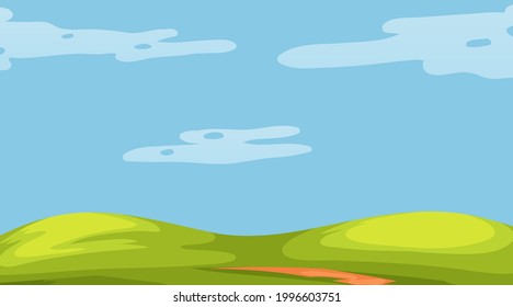 Blank meadow landscape at daytime scene illustration