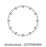 Blank mechanical clock face divided into seconds and minutes. Round meter scale. Watch dial. Timer template. Simple clock face. Vector illustration on white background.