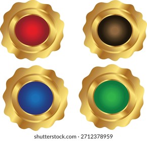 Medalla en blanco Medalla de la insignia vacía Ilustración vectorial. Bueno para el Anuncio, cartel, tarjeta de felicitación, tarjeta del partido, invitación, Plantilla, publicidad, campaña y redes sociales.