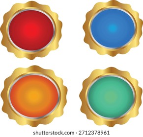 Medalla en blanco Medalla de la insignia vacía Ilustración vectorial. Bueno para el Anuncio, cartel, tarjeta de felicitación, tarjeta del partido, invitación, Plantilla, publicidad, campaña y redes sociales.
