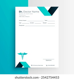 blank medic prescription letter paper template in wavy style vector