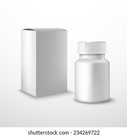 Blank medicine bottle with medical supplements realistic isolated on white background vector illustration