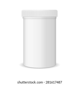 Blank medicine bottle realistic vector illustration.