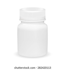 Blank medicine bottle realistic vector illustration.